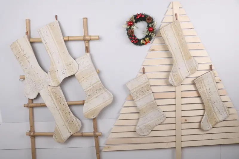 Festive Christmas Ornaments Pattern, 7 Inch Wide Holiday Stocking