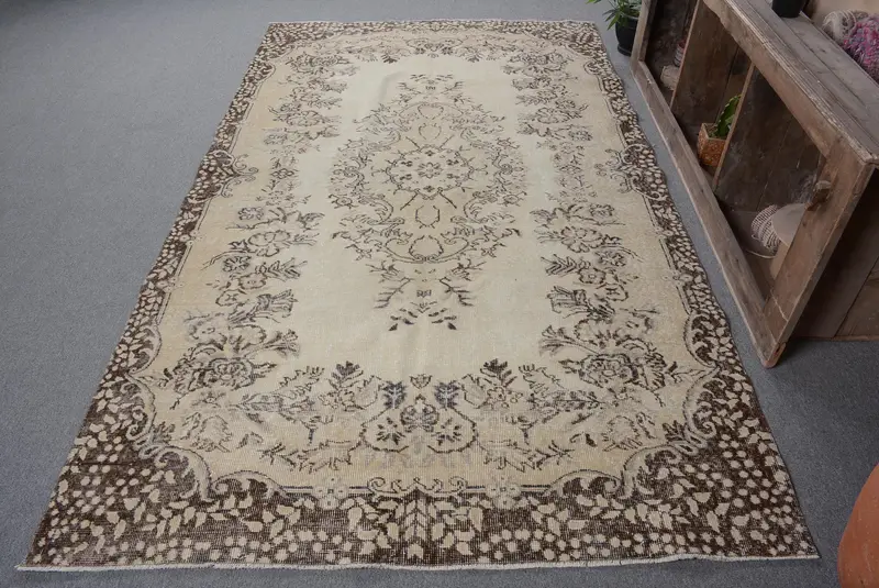 Alfombra de camuflaje beige de 5,4x9,5 pies, acento elegante para el hogar