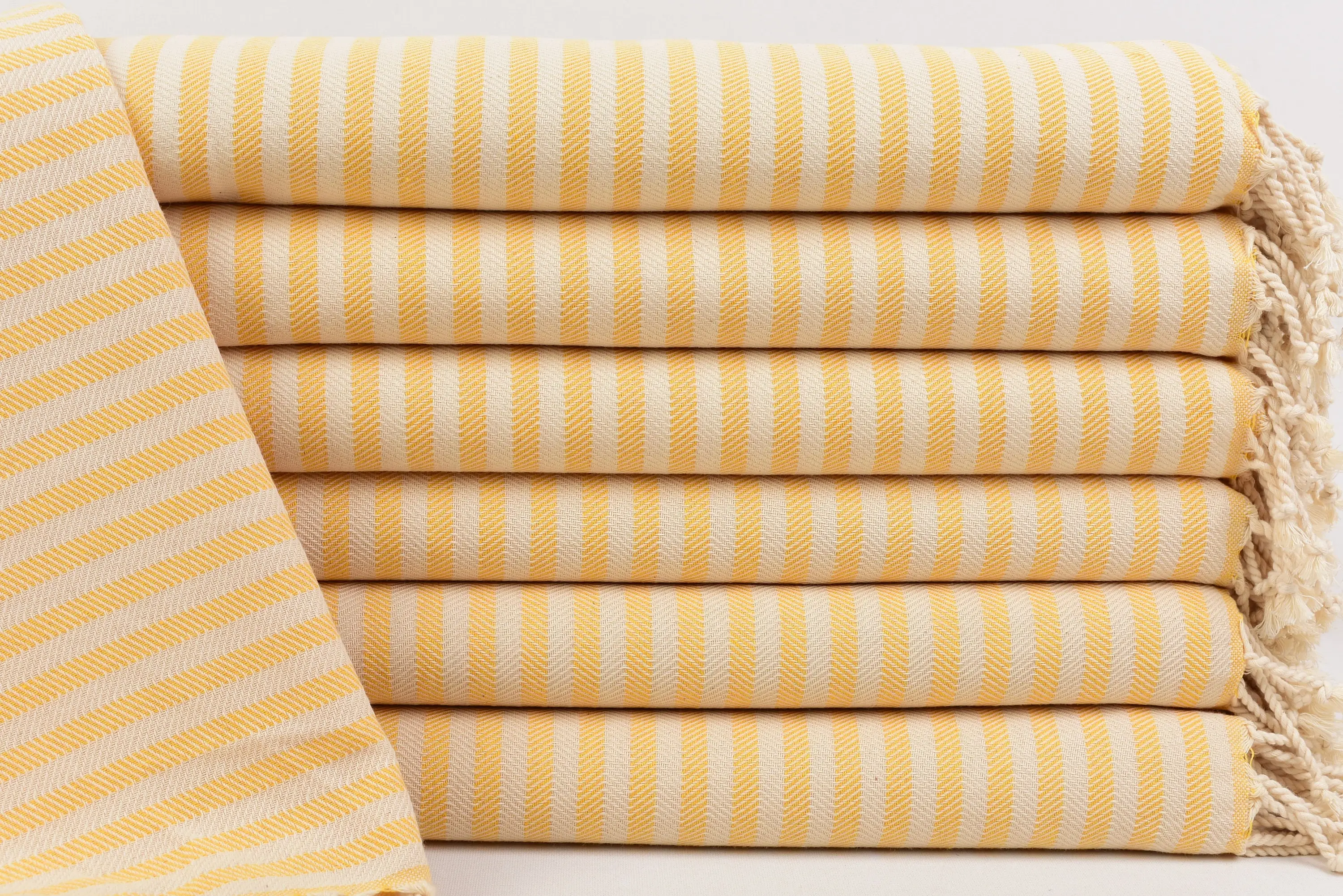 Personalized Organic Cotton Yellow Striped Towel, 70x40 Inches - 1