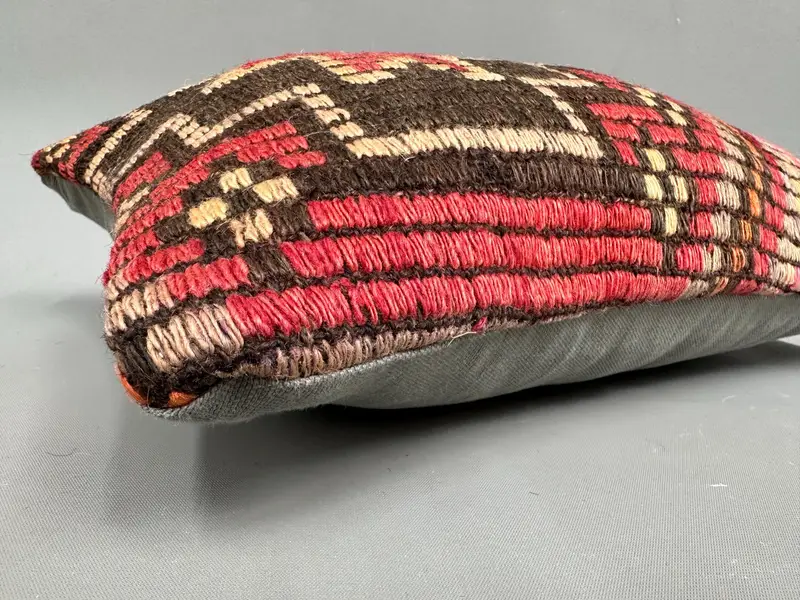 Handwoven Cushion Case, Boho Throw Pillow Cover, 12x20 Red Pillow Sham, Ethnical Kilim Rug Pillow, Gift Pillow, Pillow Case, Boho Pillow Sham Cover - 6