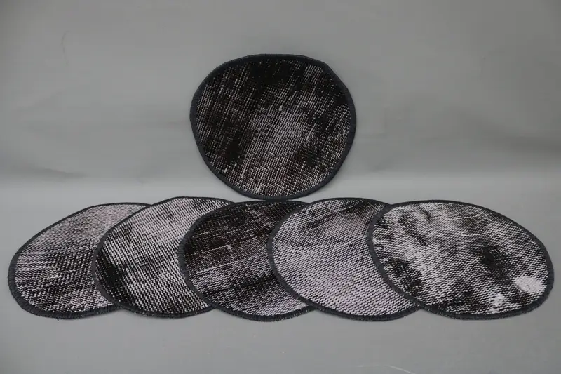 Juego de manteles individuales Bohemian Circle, algodón y lana negros