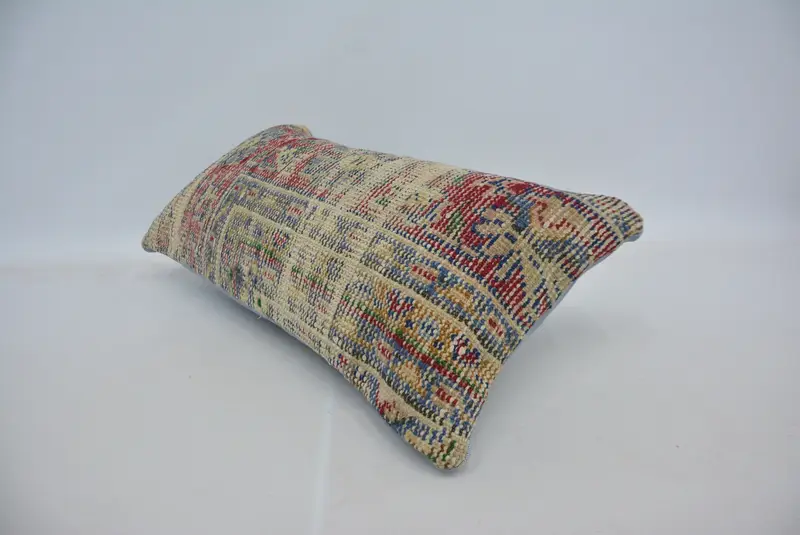 Red & Blue Embroidered Throw Pillow, 12x24 Inches Size Pillow - 6