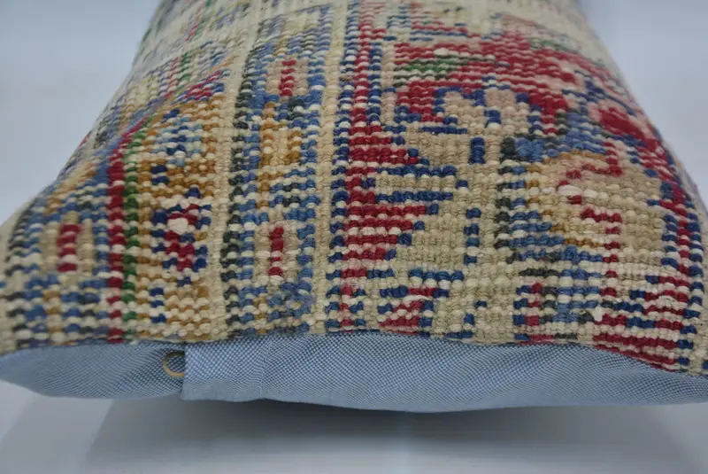 Red & Blue Embroidered Throw Pillow, 12x24 Inches Size Pillow - 5