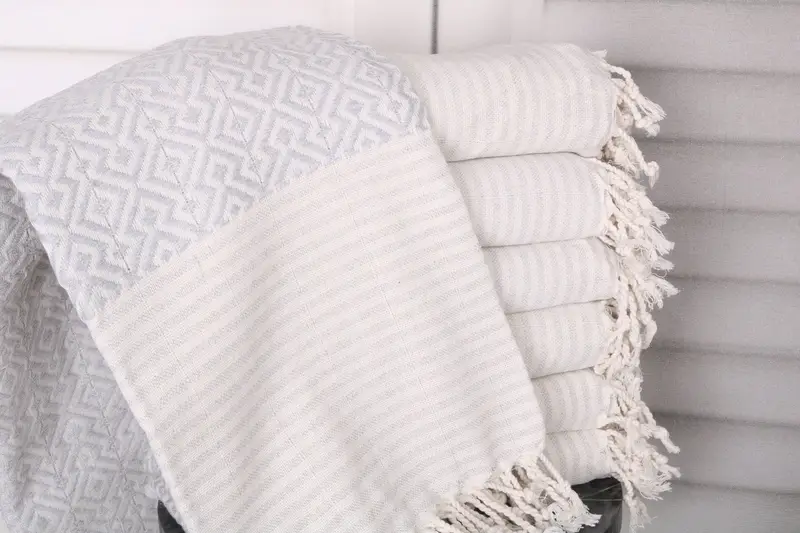 Gifts Diamond Towel Light Gray Cotton, 38x75 Inches