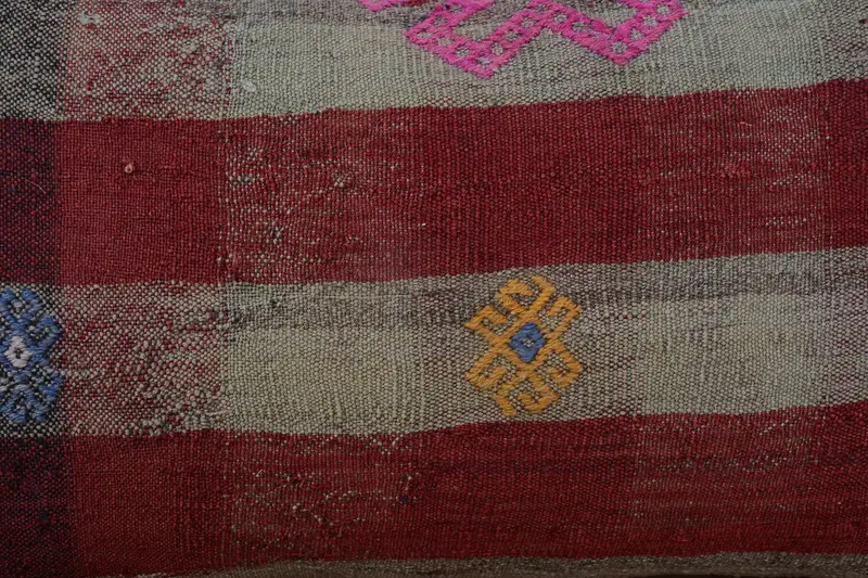 Boho Pillow, Vintage Kilim Throw Pillow, Interior Designer Pillow, Boho Chic Pillow, Nomadic Pillow, 12x20 Red Cushion Cover, Pillow - 3