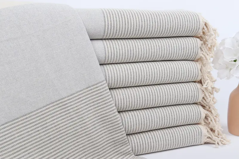 Custom Beach Towel, Personalized Turkish Cotton, Light Gray-Dark Gray, 40x71 Inches