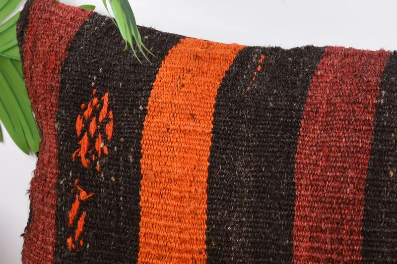 Pillow Sham, Turkish Pillow, Vintage Kilim Throw Pillow, Handmade Kilim Cushion, Authentic Cushion Case, 12x43 Red Cushion Case, Kilim Rug Pillow - 2