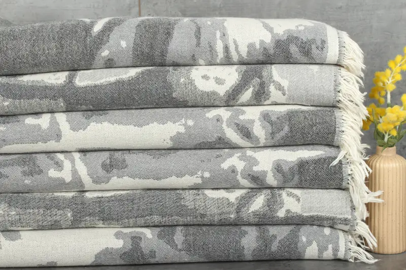 Woven Throw Blanket, Personalized Blanket, 96x80 Cotton Cat Design Towel, Personalized Gift For Her, Monogram Blanket, Wedding Hand Made Gift - 2