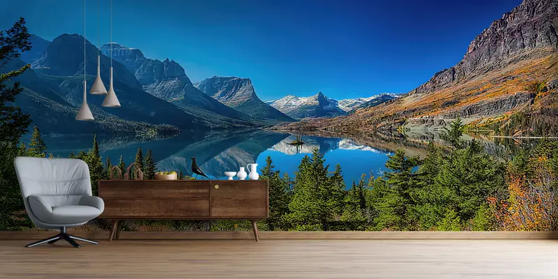 Baskılı Duvar Kağıdı: Saint Mary Lake, Montana Doğa Manzarası