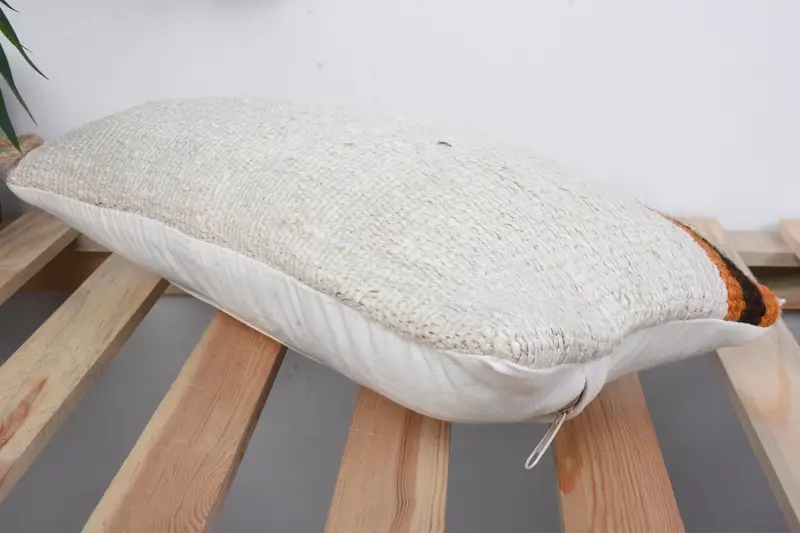 8x16 White Cushion, Handmade Kilim Cushion, Vintage Pillow, Ethnical Kilim Rug Pillow, Indoor Pillow Sham, Cushion Case - 6
