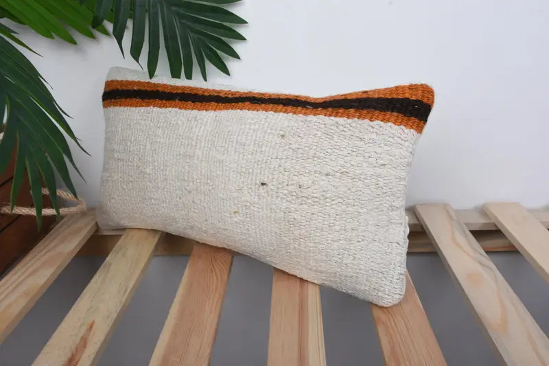 8x16 White Cushion, Handmade Kilim Cushion, Vintage Pillow, Ethnical Kilim Rug Pillow, Indoor Pillow Sham, Cushion Case - 5
