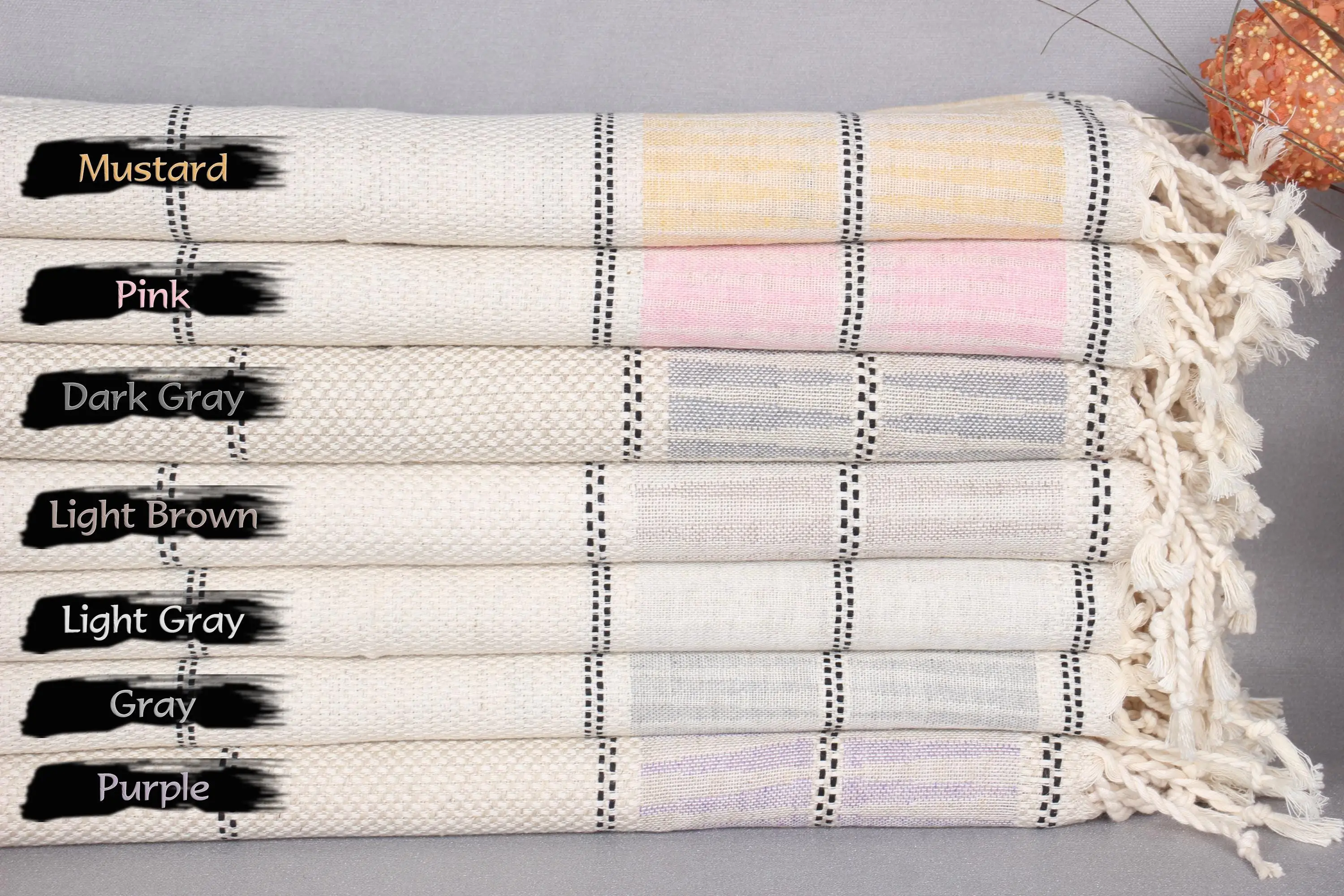 Turkish Hand Towel Organic Cotton Beige, 20x40 Inches - 1