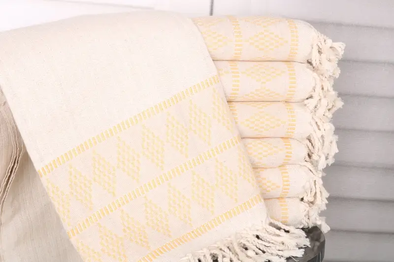 Boyfriend Gift Monogram Beach Towel Mustard Kilim Design 36x71 Inches