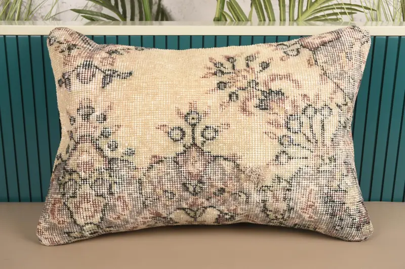 Turkish Gray Cushion Case, Bench Handwoven Gift 16x24 inch Pillow Case - 1