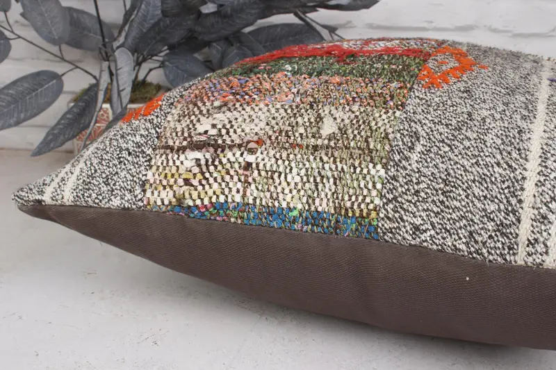 Antique Pillows, Bed Cushion Case, Turkish Pillow, Patio Cushion Case, Cushion Cover, 20x20 Brown Pillow Case, Ethnical Kilim Rug Pillow - 7