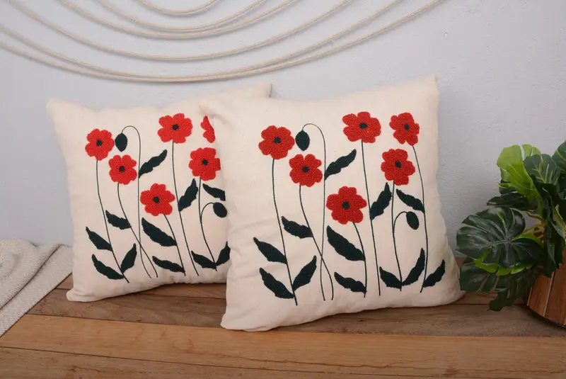 Handgefertigtes besticktes Kissen im Südwesten, Vintage-Kissen