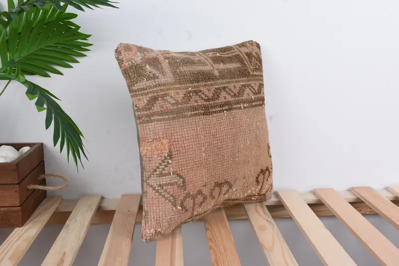 Pillow Cover, 14x14 Brown Pillow Case, Boho Pillow, Vintage Pillow, Boho Throw Pillow Cover, Pillow for Couch, Southwestern Cushion Cover - 4