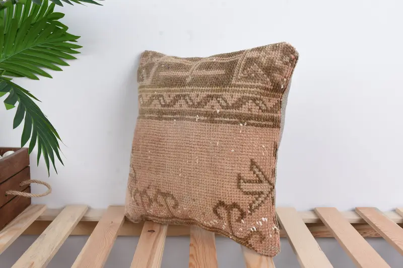 Pillow Cover, 14x14 Brown Pillow Case, Boho Pillow, Vintage Pillow, Boho Throw Pillow Cover, Pillow for Couch, Southwestern Cushion Cover - 5