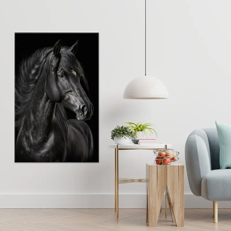 Ofis, Çatı Katı veya Man Cave için Modern Siyah At Kanvası
