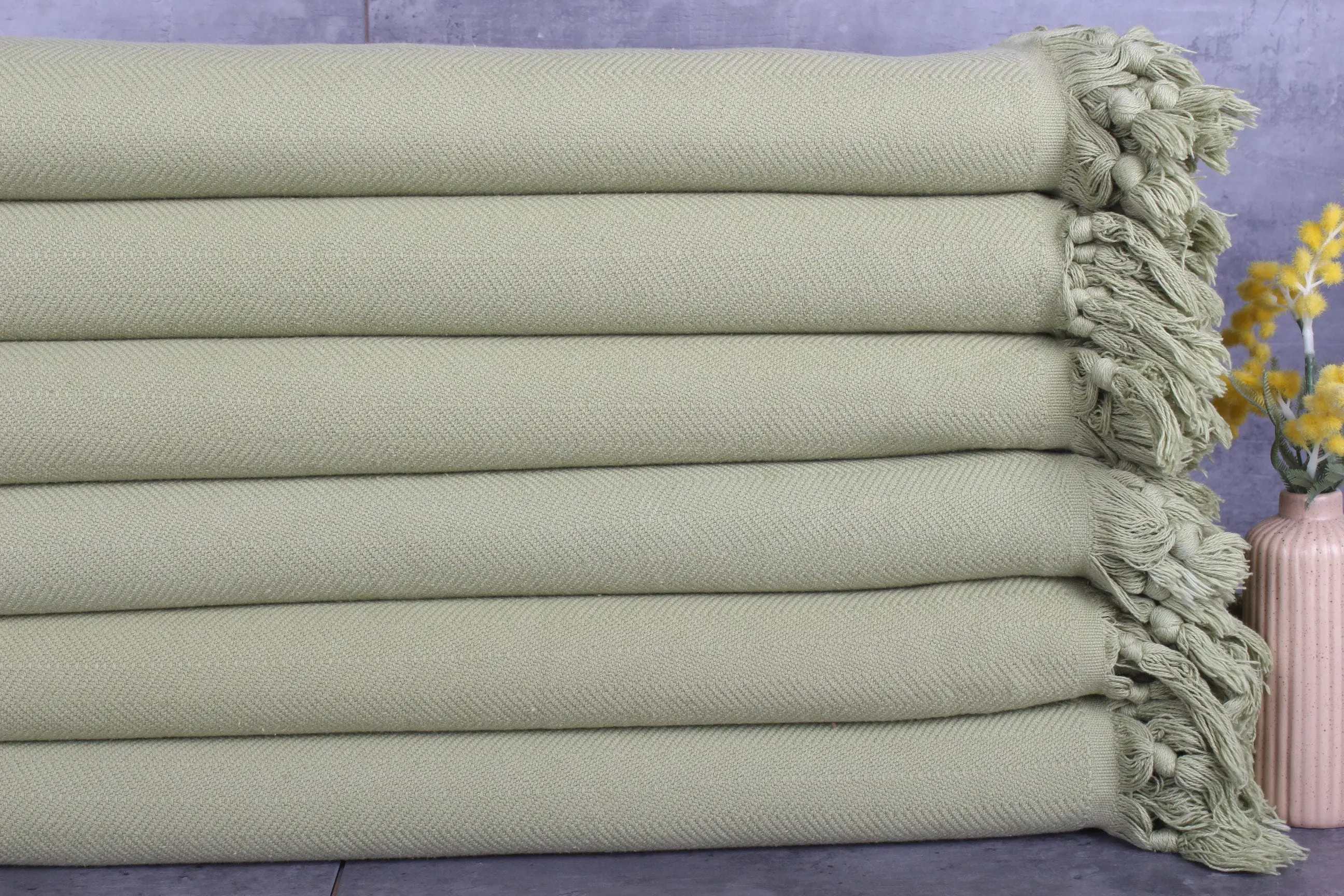 Bridesmaid Stonewashed Chevron Blanket Personalized Khaki Green, 69x87 Inches - 1