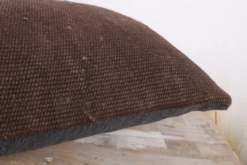 Turkish Kilim Pillow, Vintage Kilim Throw Pillow, Cushion Cover, Turkish Pillow, Turkish Rugs Pillow Sham, 12x20 Brown Cushion Case - 6