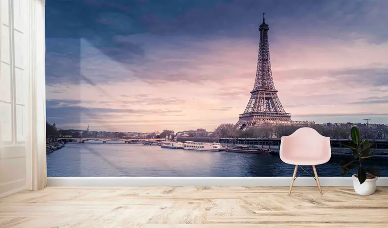 オフィスや女の子の部屋用のエレガントなエッフェル塔プリント壁紙