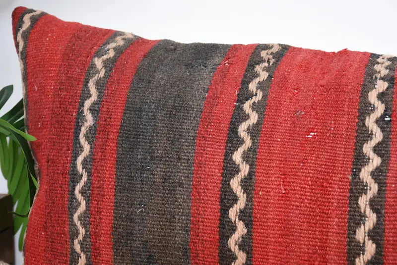 16x48 Red Cushion Cover, Pillow Sham, Boho Pillow, Toss Pillow Cover, Vintage Kilim Throw Pillow, Ethnical Kilim Rug Pillow - 2