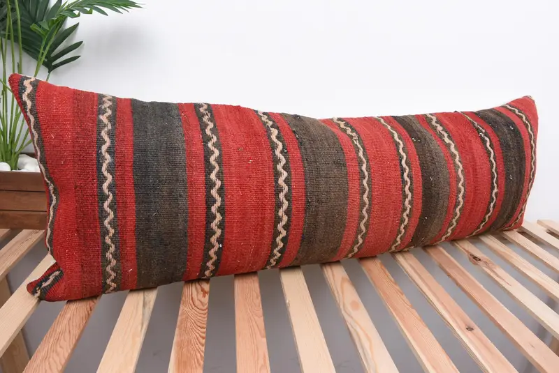 16x48 Red Cushion Cover, Pillow Sham, Boho Pillow, Toss Pillow Cover, Vintage Kilim Throw Pillow, Ethnical Kilim Rug Pillow - 4