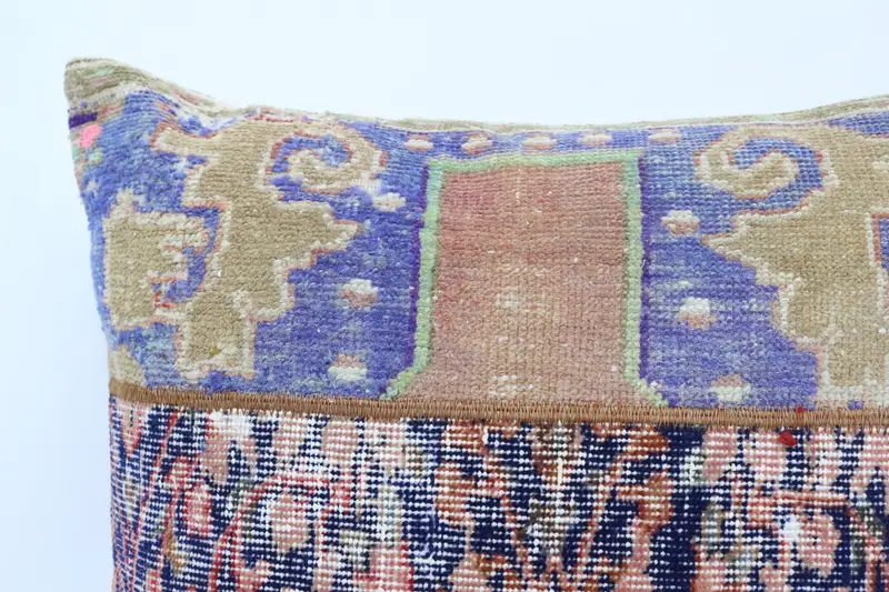 Vintage Throw Cushion, Chair Pillow Case, Turkish Pillow, Pillow Cover, Ethnical Kilim Rug Pillow, Kilim Pillow, 28x28 Blue Cushion - 2