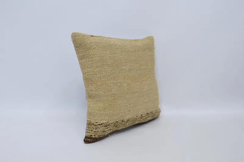 Pillow for Couch, Kilim Pillow, Handmade Kilim Cushion, Pillow Cover, 16x16 Beige Pillow Case, Vintage Kilim Pillow Pillow Sham - 3
