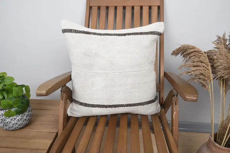 Throw Beige Decorative Pillow Case, Antique 20x20 inch Pillowcase - 1