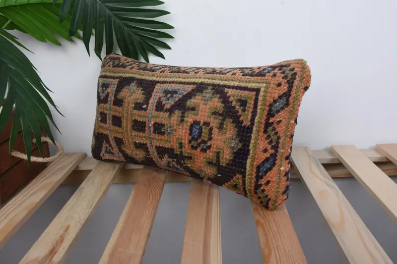 Boho Pillow, Art Deco Cushion Case, Shabby Chic Pillow Sham, Cushion Cover, Interior Designer Pillow, Antique Pillows, 8x16 Blue Cushion Case - 5