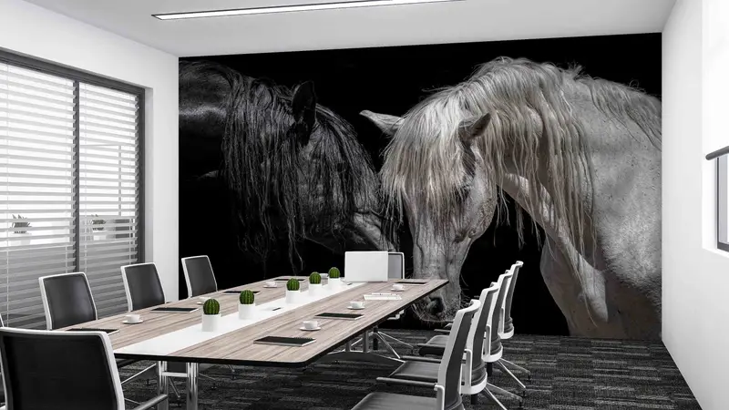 Black And White Horse Wall Print, Modern Wall Decals, 3D Origami, Horse Lover Gift Paper Art, Animal Wall Art, 3D Paper Wall Art, Horses Art - 4