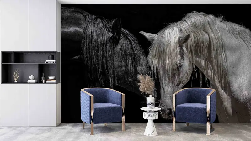 Black And White Horse Wall Print, Modern Wall Decals, 3D Origami, Horse Lover Gift Paper Art, Animal Wall Art, 3D Paper Wall Art, Horses Art - 3
