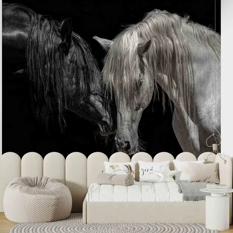 Black And White Horse Wall Print, Modern Wall Decals, 3D Origami, Horse Lover Gift Paper Art, Animal Wall Art, 3D Paper Wall Art, Horses Art - 2