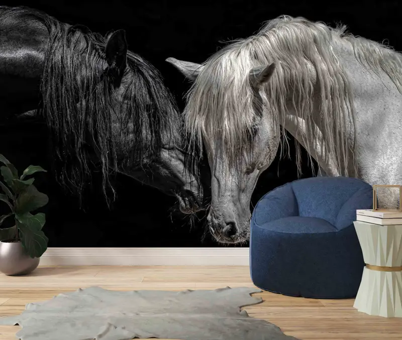 Black And White Horse Wall Print, Modern Wall Decals, 3D Origami, Horse Lover Gift Paper Art, Animal Wall Art, 3D Paper Wall Art, Horses Art - 1