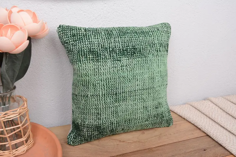 Handgefertigtes südwestliches grünes Wurfkissen, 12x12 besticktes Kissen