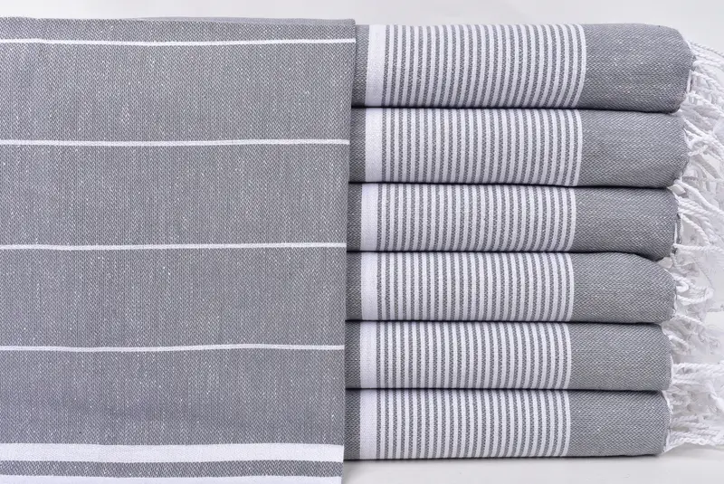 Bathroom Hand Towel Customized Tea Towel Dark Gray Striped, 24x40 Inches