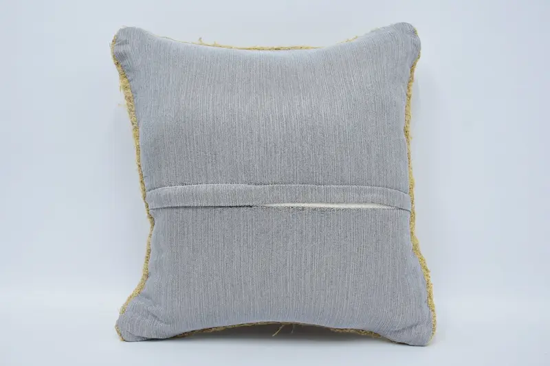 Handmade Kilim Cushion, Throw Kilim Pillow, Kilim Pillow, Pillow Sham, Tribal Pillow Cover, Wool Kilim Pillow Cushion Case, 18x18 Beige Pillow Sham - 6