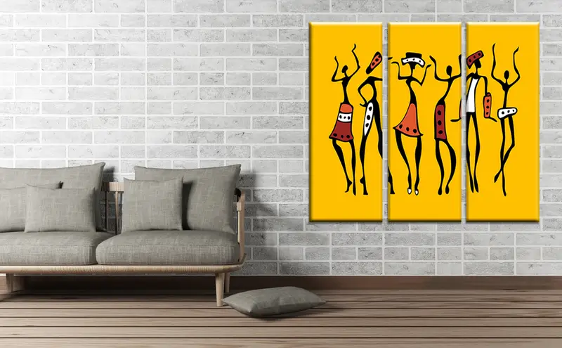 Abstract African Wall Art, Masai Canvas Print, Ethnic African Painting, African Wall Décor, African Art, African Triptych Large Canvas Art - 2
