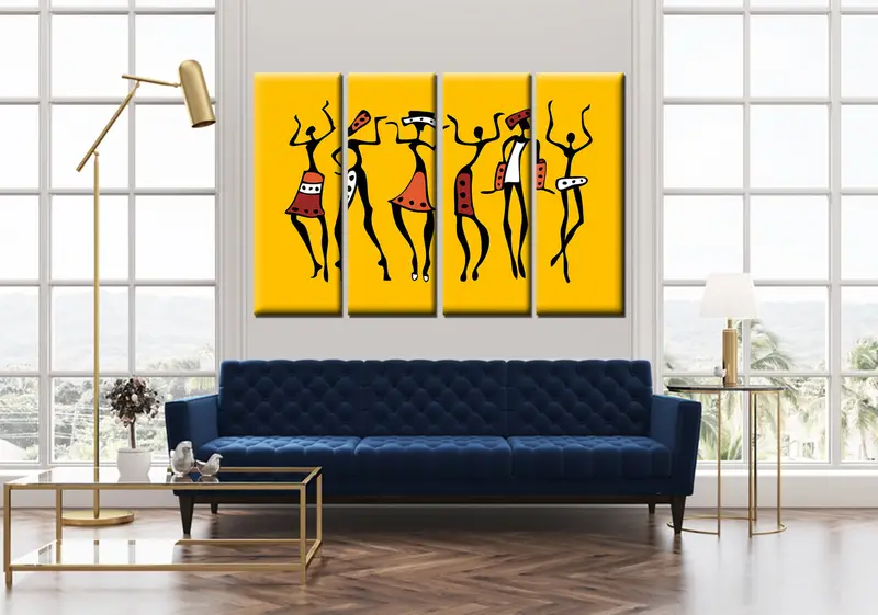 Abstract African Wall Art, Masai Canvas Print, Ethnic African Painting, African Wall Décor, African Art, African Triptych Large Canvas Art - 3