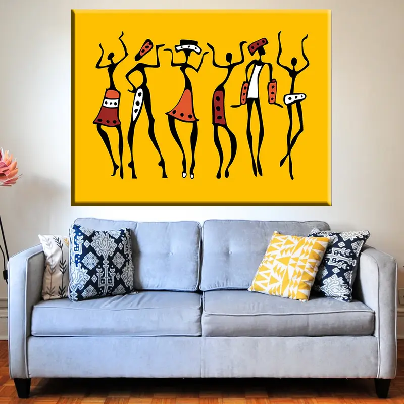 Abstract African Wall Art, Masai Canvas Print, Ethnic African Painting, African Wall Décor, African Art, African Triptych Large Canvas Art - 1