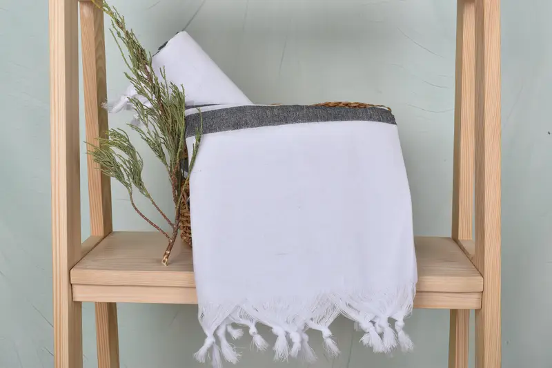 Embroidery Towel, Wedding Anniversary Gift, Embroidered Towel, 70x40 Cotton Striped Towel, Xmas Gifts, Quick-Dry Beach Towel, Organic towel - 4