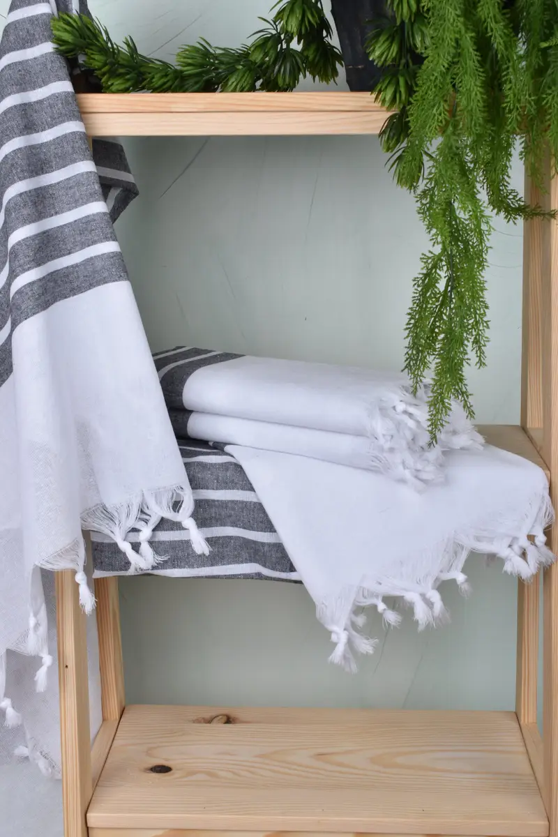 Embroidery Towel, Wedding Anniversary Gift, Embroidered Towel, 70x40 Cotton Striped Towel, Xmas Gifts, Quick-Dry Beach Towel, Organic towel - 6