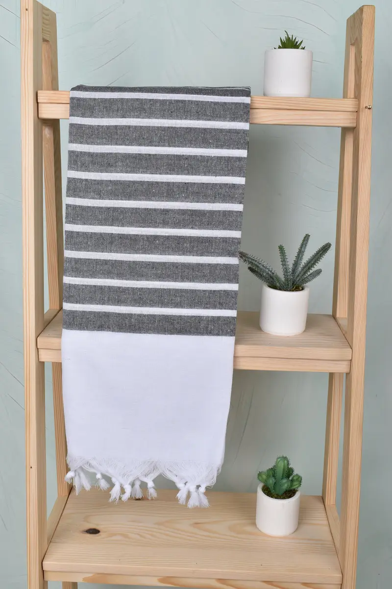 Embroidery Towel, Wedding Anniversary Gift, Embroidered Towel, 70x40 Cotton Striped Towel, Xmas Gifts, Quick-Dry Beach Towel, Organic towel - 8