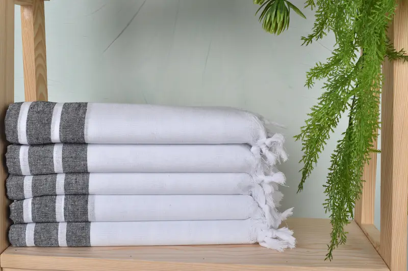 Embroidery Towel, Wedding Anniversary Gift, Embroidered Towel, 70x40 Cotton Striped Towel, Xmas Gifts, Quick-Dry Beach Towel, Organic towel - 2