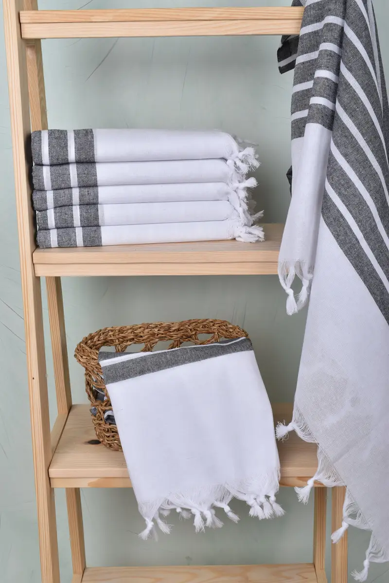 Embroidery Towel, Wedding Anniversary Gift, Embroidered Towel, 70x40 Cotton Striped Towel, Xmas Gifts, Quick-Dry Beach Towel, Organic towel - 3