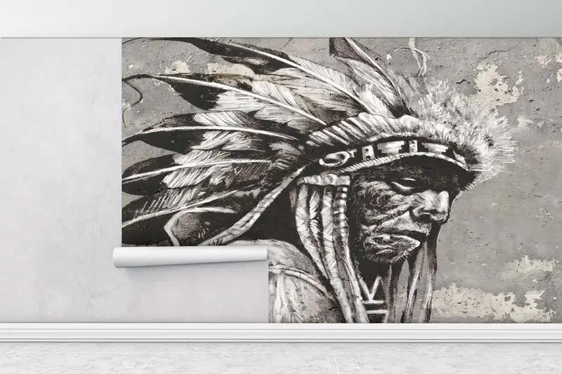 American Indian Wall Decor, 3d Wall Paper, Bright Wall Paper, , Modern Wall Paper, Native American Wall Art, Modern Wall Poster, - 1