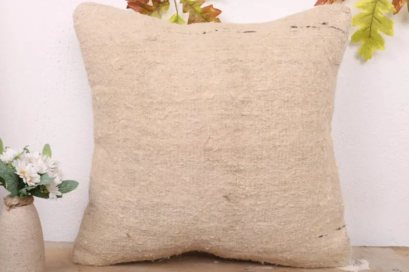 Kilim Pillow Cover, Outdoor Throw Pillow, Throw Kilim Pillow, 18x18 Beige Cushion, Retro Throw Pillow, Kilim Cushion Sham, Cushion Case - 2