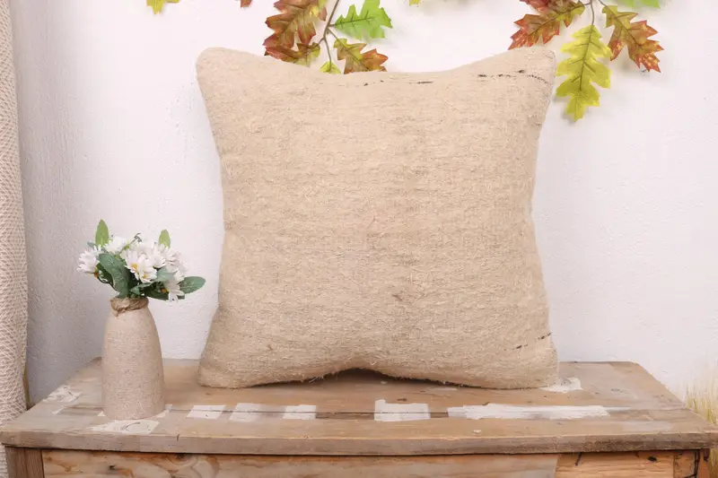 Kilim Pillow Cover, Outdoor Throw Pillow, Throw Kilim Pillow, 18x18 Beige Cushion, Retro Throw Pillow, Kilim Cushion Sham, Cushion Case - 1